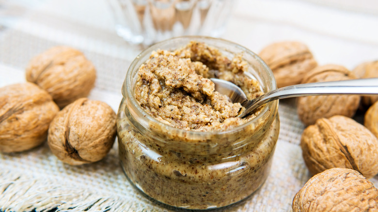 Walnut butter in jar