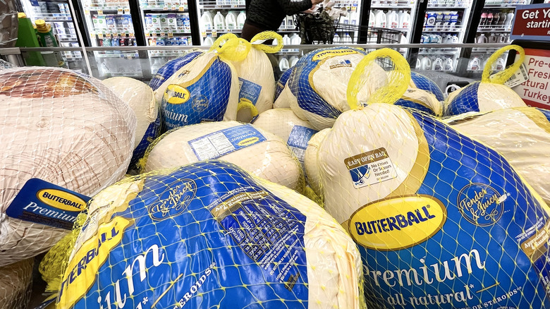 Turkeys at store