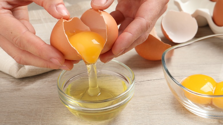 separating yolk from the whites