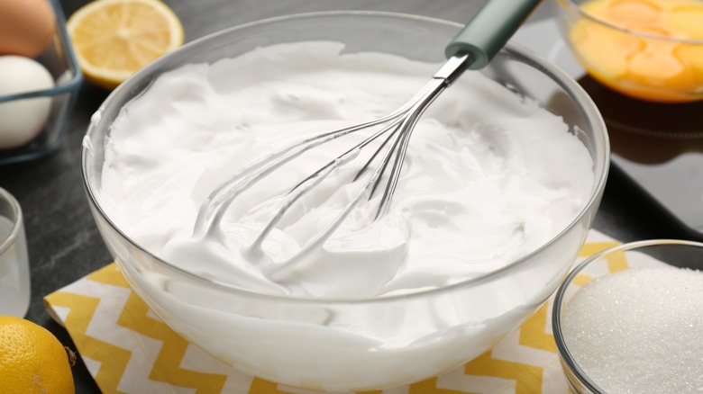 bowl of whipped egg whites