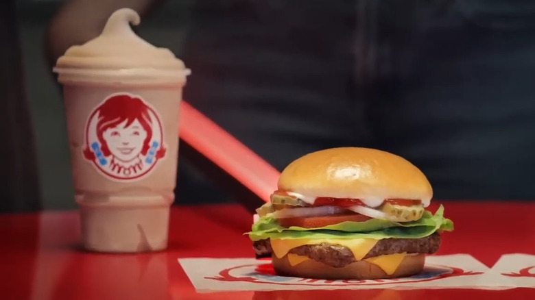 staged Wendy's burger and frosty