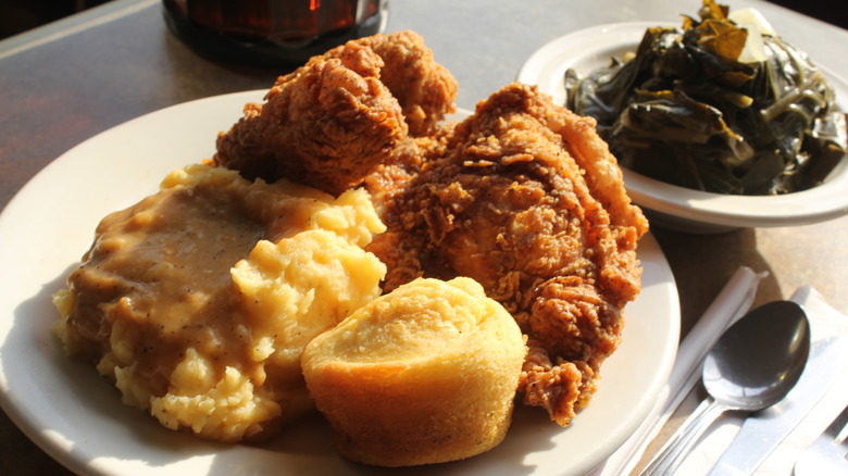 fried chicken and collard greens