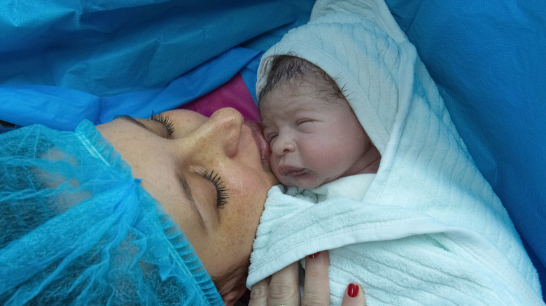 Mother and child post C-section