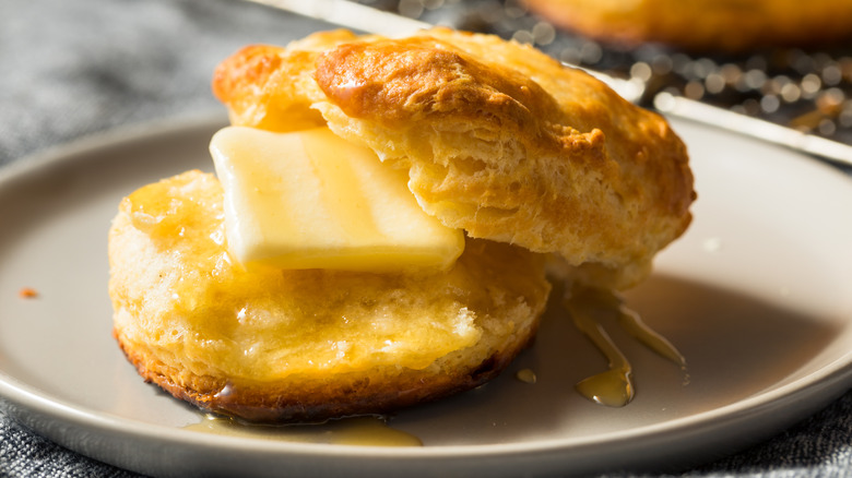 Buttermilk biscuit with a pat of butter