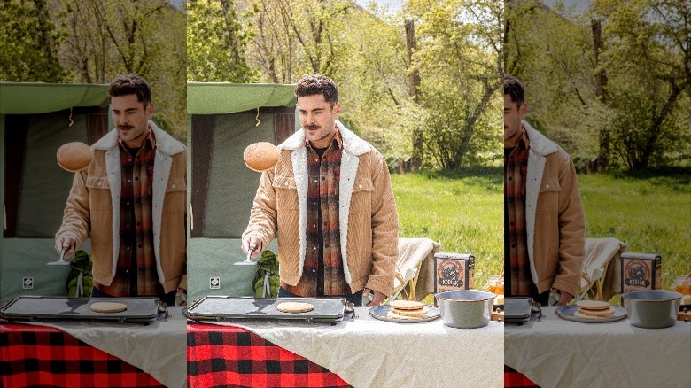 Zac Efron flipping a Kodiak pancake