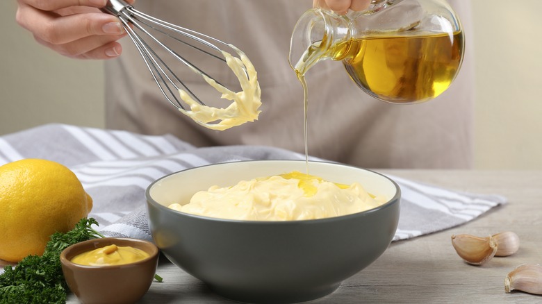 bowl of homemade mayonnaise