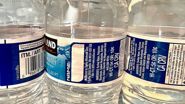 Kirkland water bottles with blank name tag