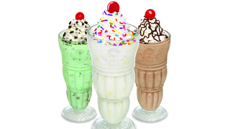 three Steak n' Shake milkshakes