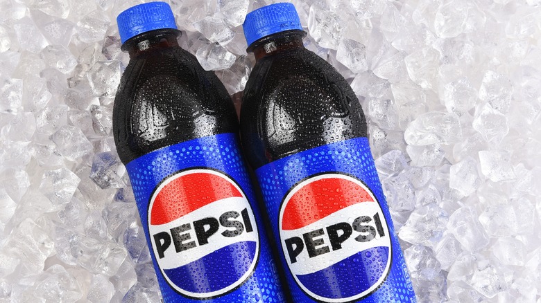 pepsi bottles on ice