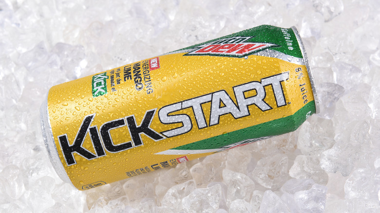 Can of Kickstart on ice