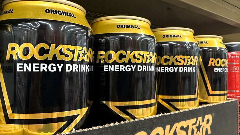 Rockstar Energy cans on shelf