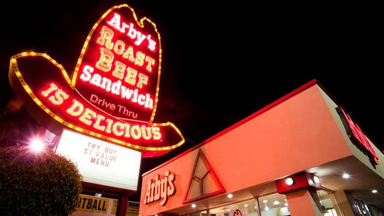 Arby's drive thru sign