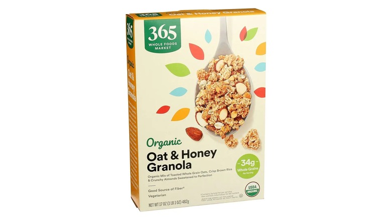 Cereal box of Whole Foods granola 