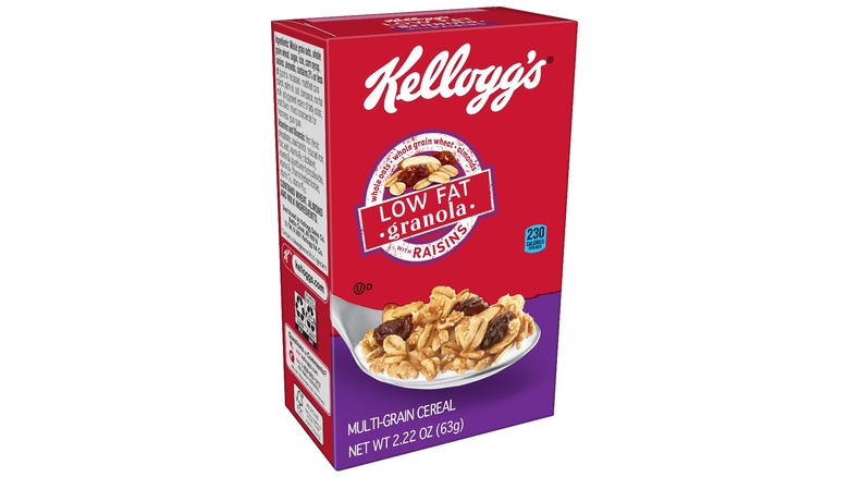 Cereal box of Kellogg's granola