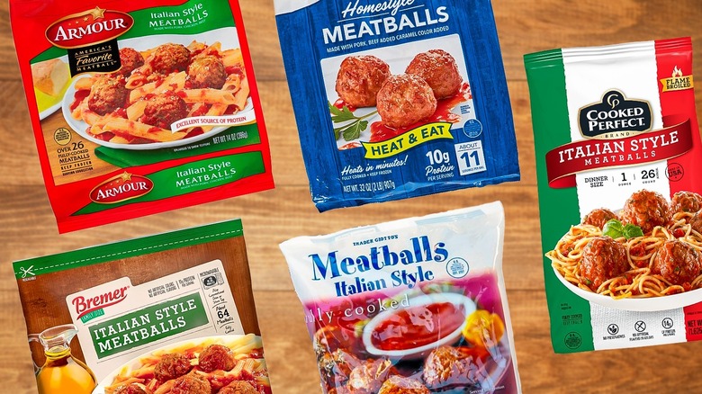 selection of frozen meatball bags