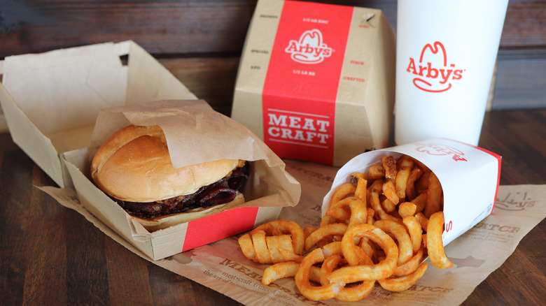 Arby's sandwich and curly fries