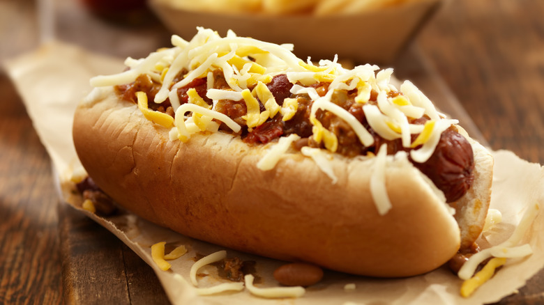 loaded hot dog with cheese