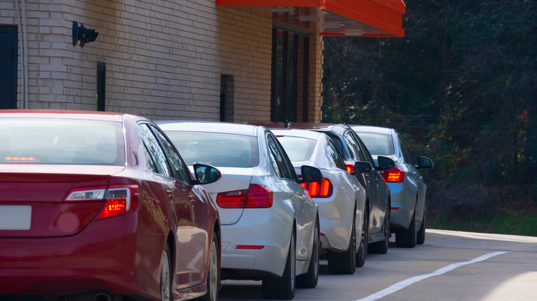 cars in drive-thru line