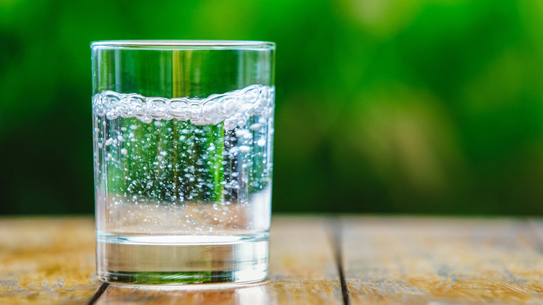 Glass of carbonated water 