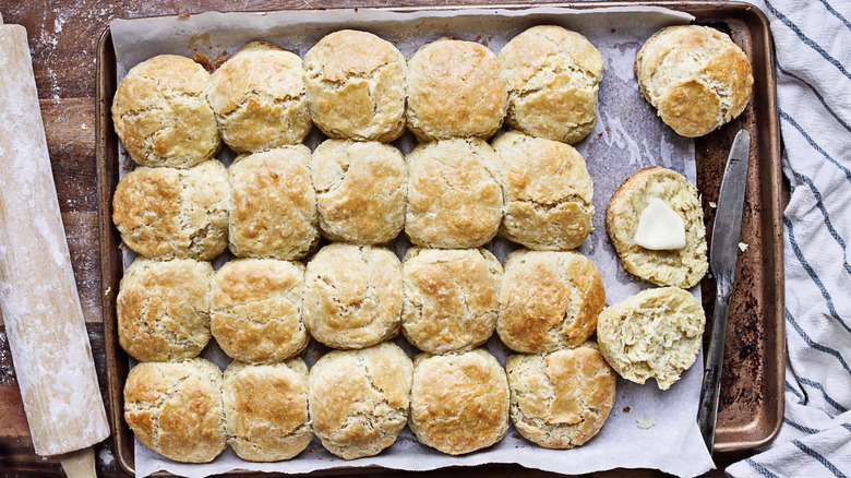Biscuits on a baking tray 
