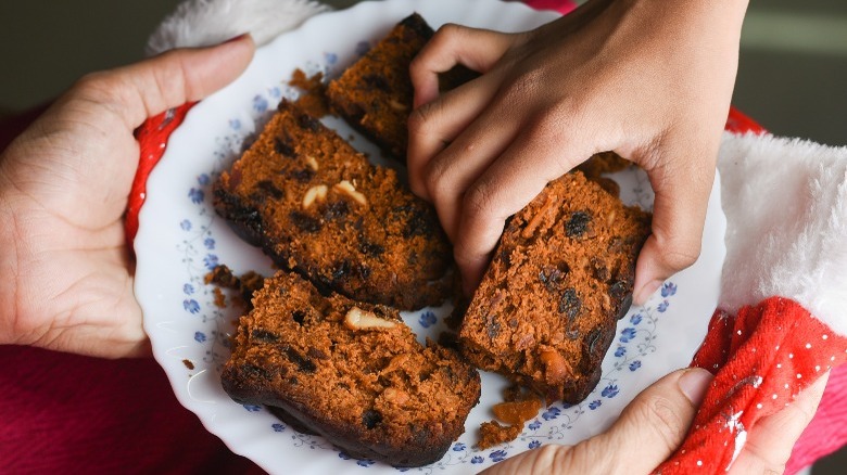 Fruitcake fans enjoying a treat