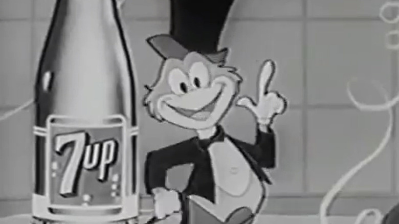 Screenshot of Fresh Up Freddie next to a cartoon 7UP bottle