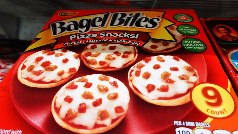 red box of bagel bites