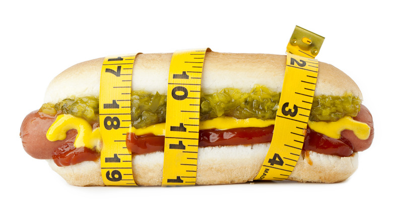 Hot dog inside measuring tape