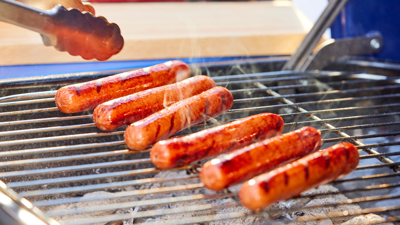 ball park franks on grill