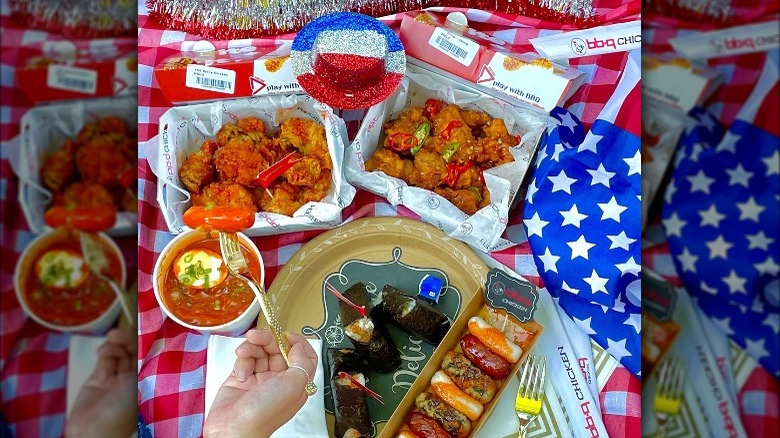 bb.q Chicken foods with American theme scenery