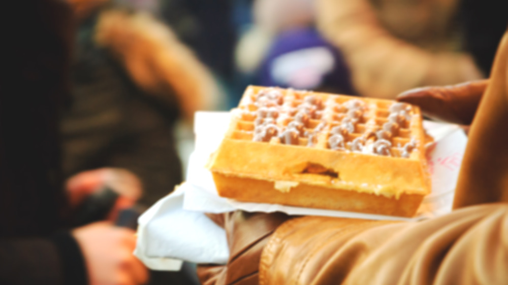 carrying Belgian Brussels waffle