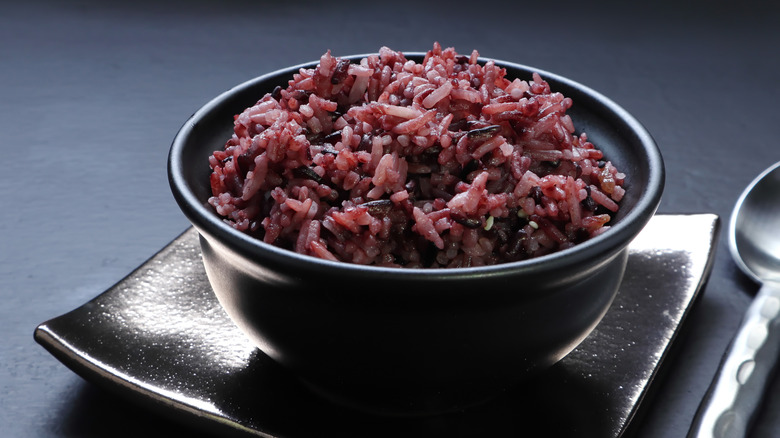 A bowl of purple rice