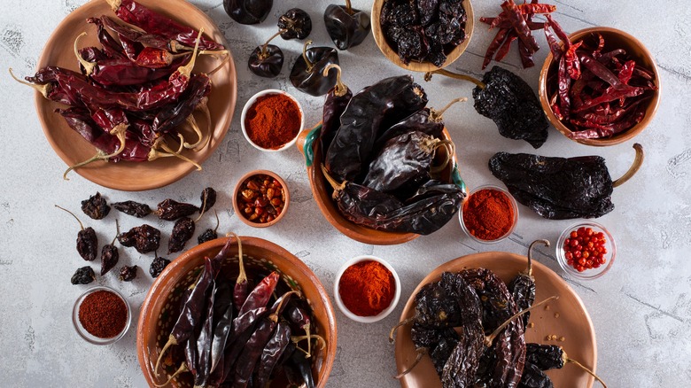 various dried chiles