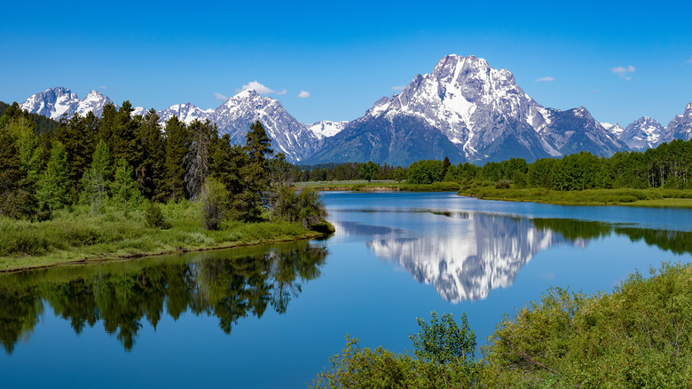 Mountains, woods, and river