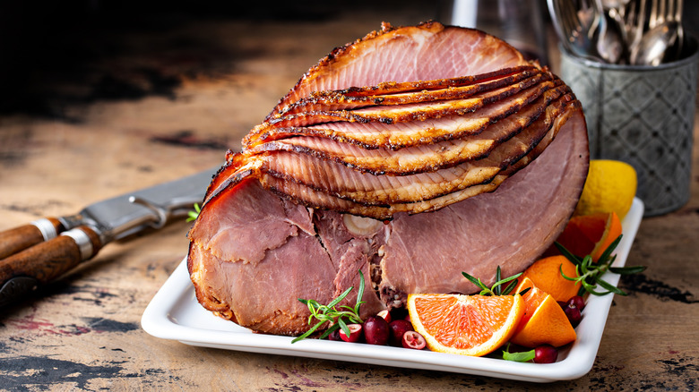 Sliced holiday ham