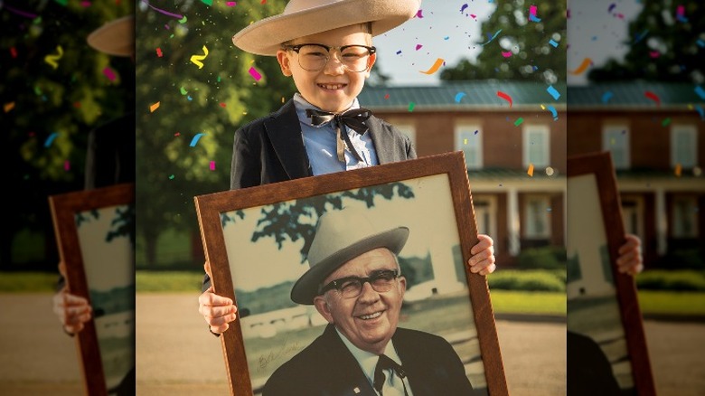 boy holding Bob Evans photo 