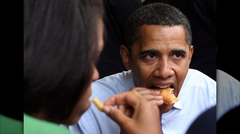 President Barack Obama eating