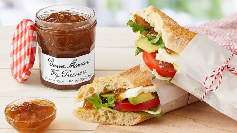 Bonne Maman jam with a sandwich