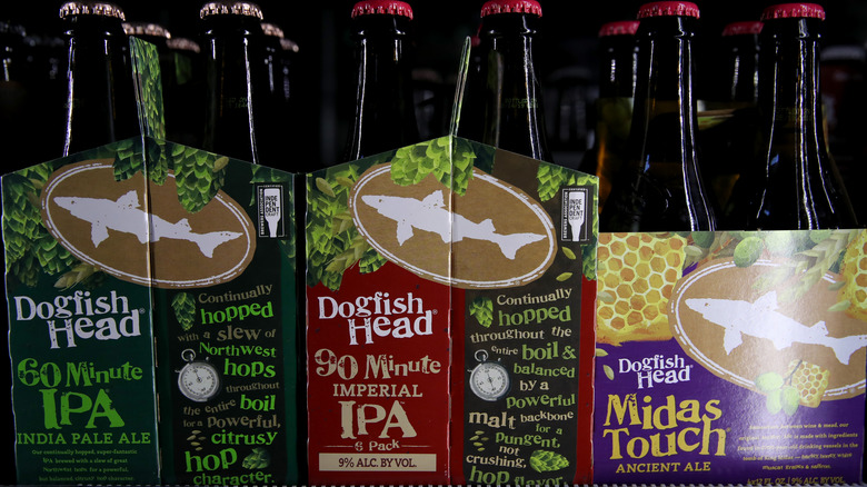 Variety of Dogfish Head six-packs for sale