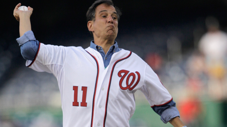 Jim Koch throwing first pitch at Nationals game