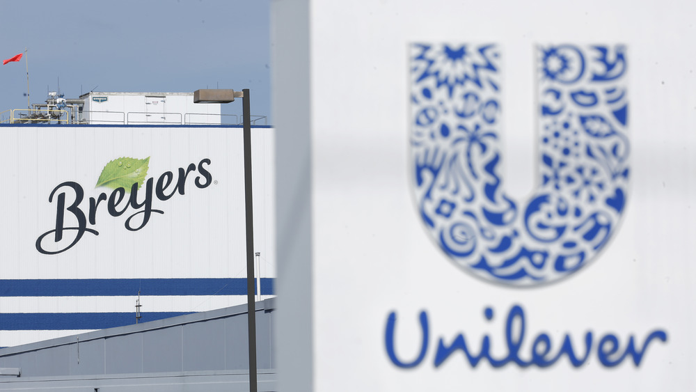 Unilever and Breyers signs on buildings 