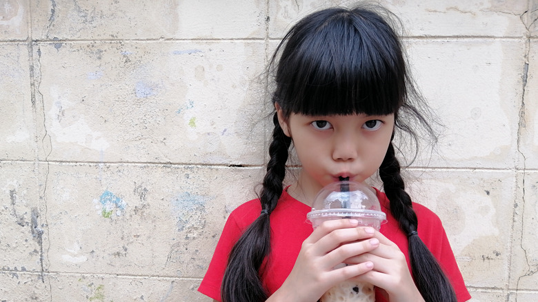 girl drinking bubble tea