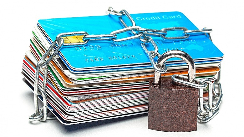 locked credit cards stack