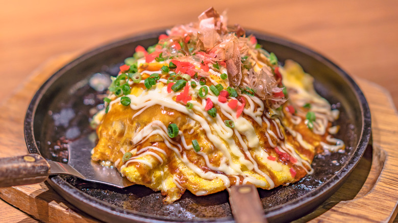 Japanese omelet dish with bulldog sauce 