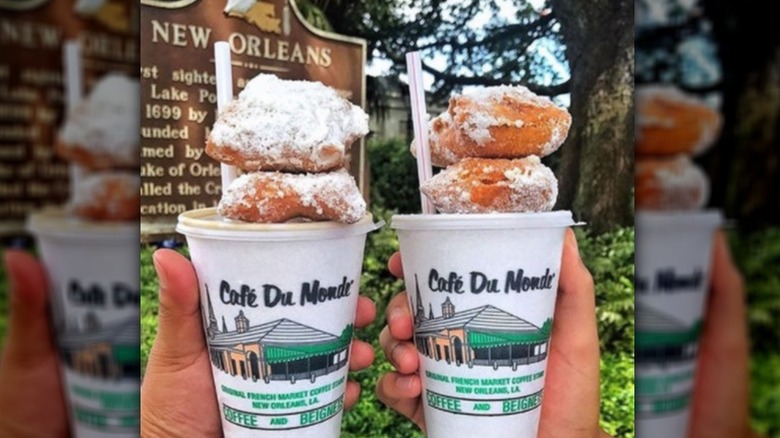 beignets on coffee cup