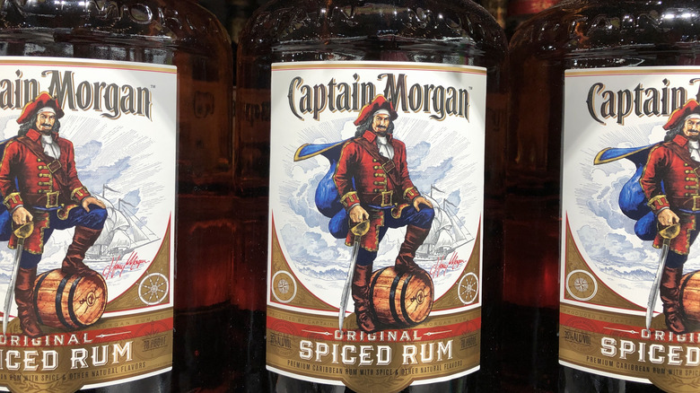 Close up of captain Morgan bottle label