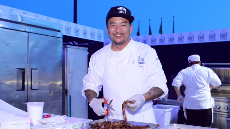 Chef Roy Choi prepares steak 