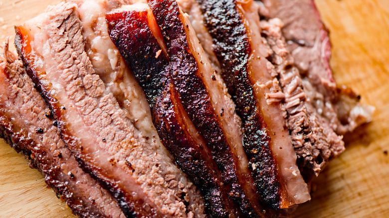 Sliced barbecue brisket