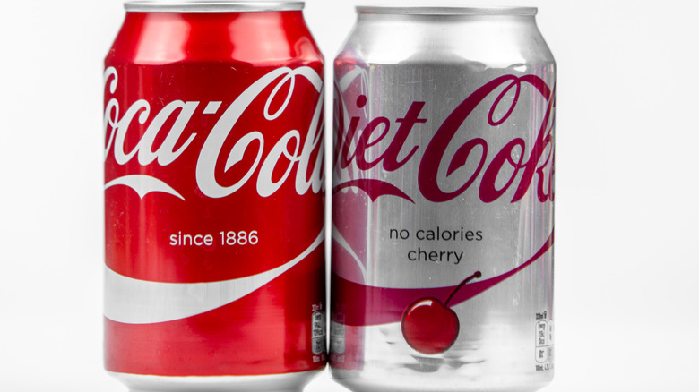 Coke and diet cherry coke cans