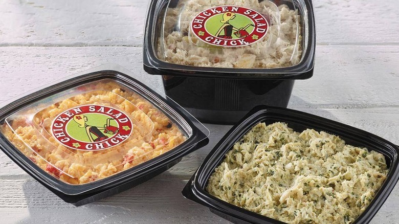 chicken salad containers and pimento cheese